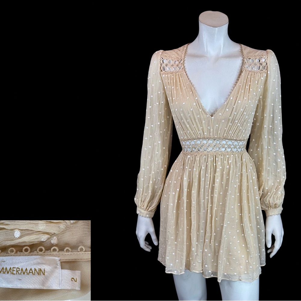 ZIMMERMAN Beige Nude SILK Romper Playsuit 2